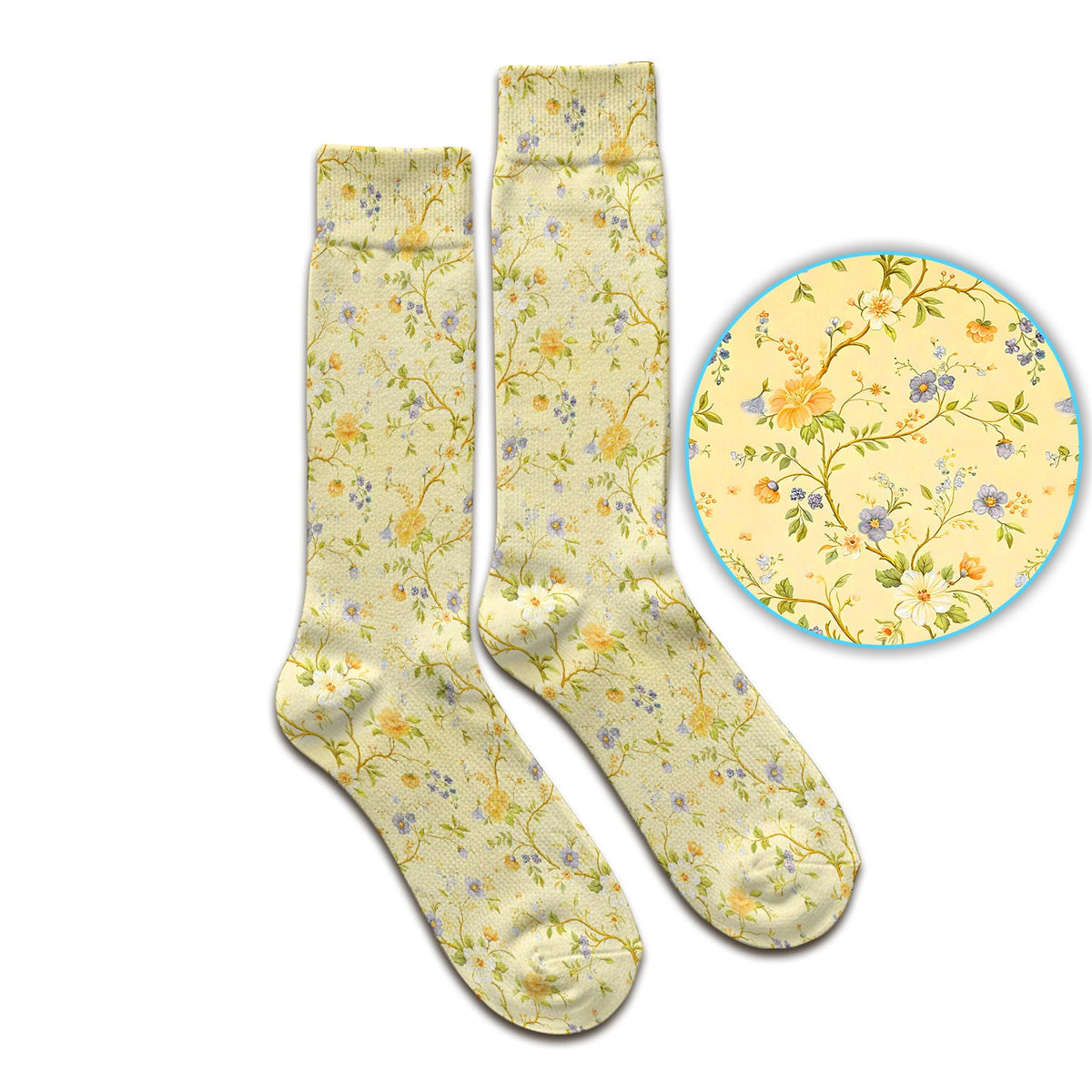 Sunny Wildflower Garden Floral Nurse Socks