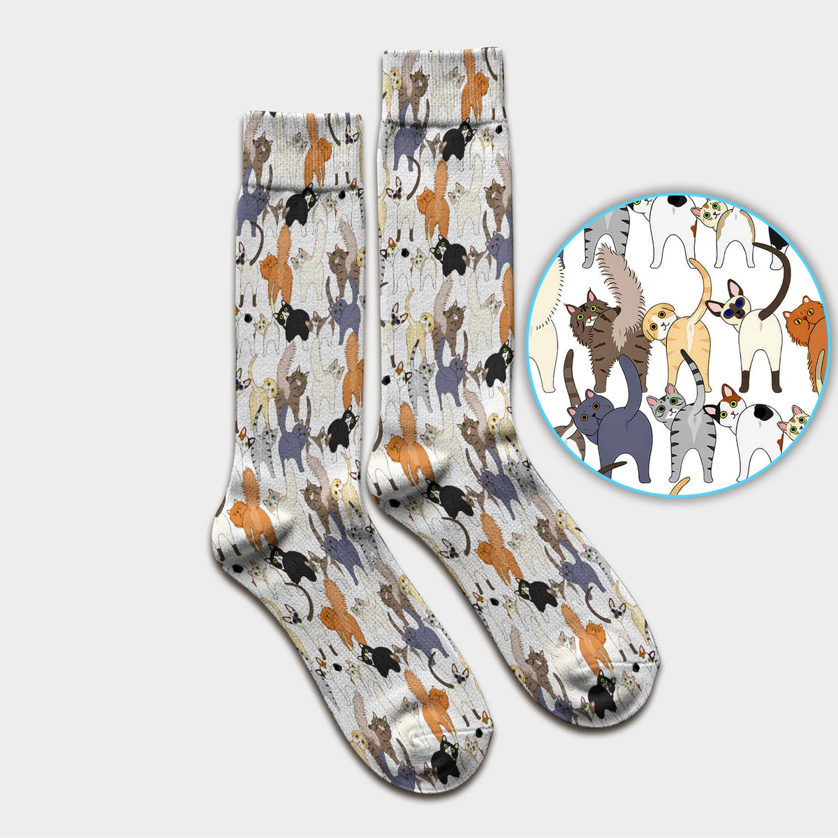 Whimsical Multicolor Cat Cartoon Nurse Socks