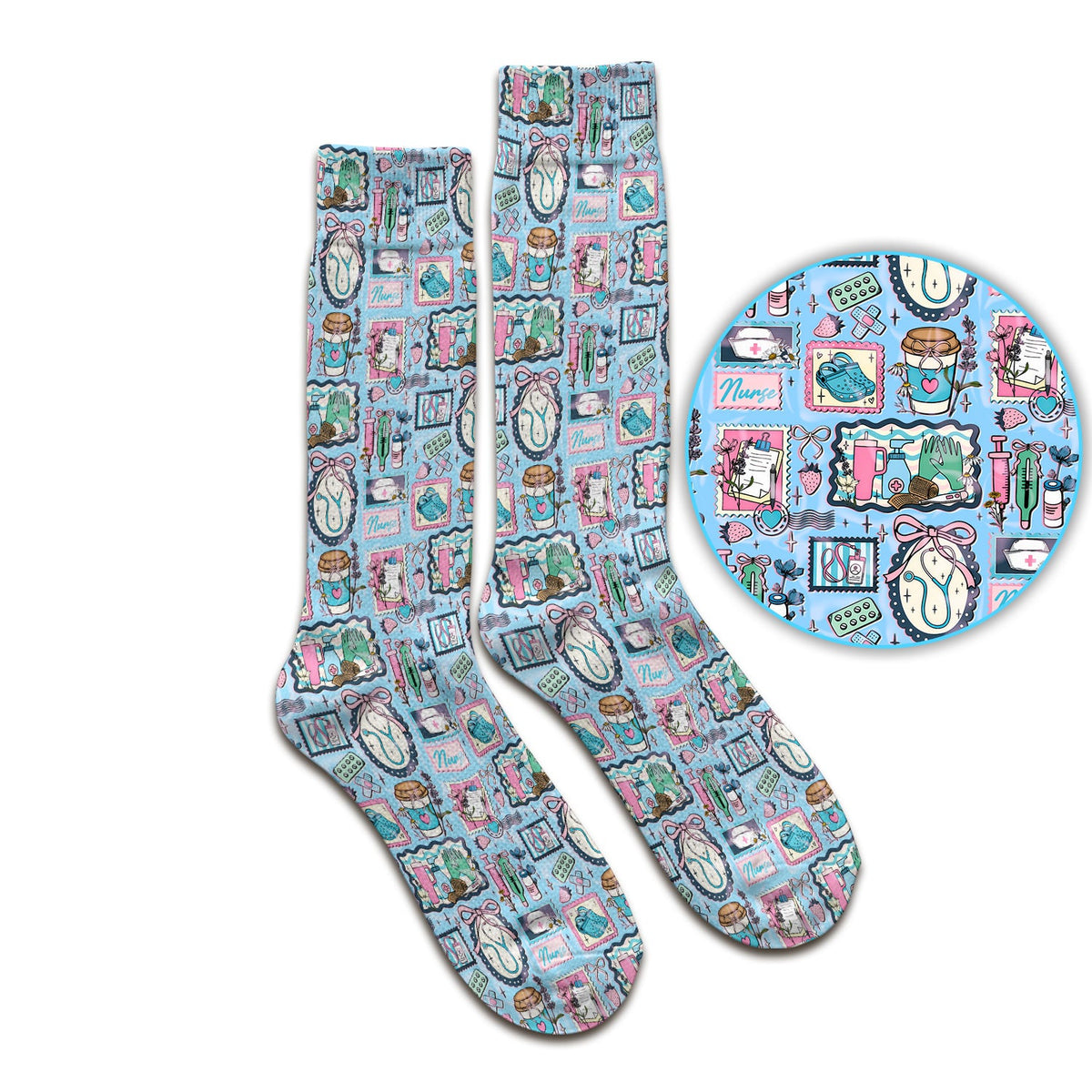 Stethoscope Syringe Frame Nurse Socks