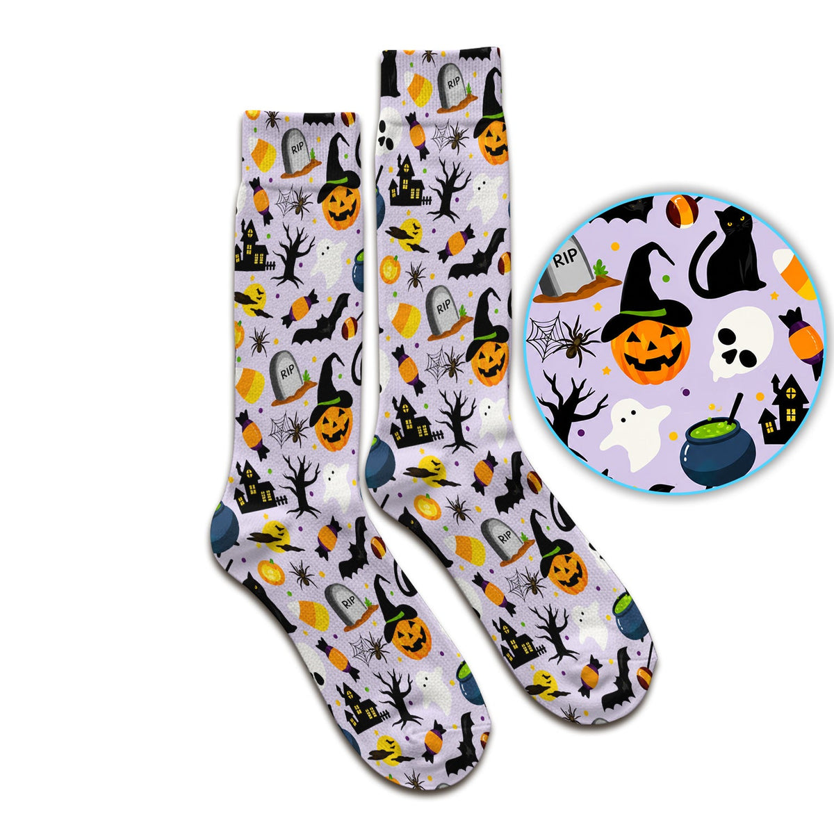 Ghost Pumpkin Witch Nurse Socks - Halloween Gift