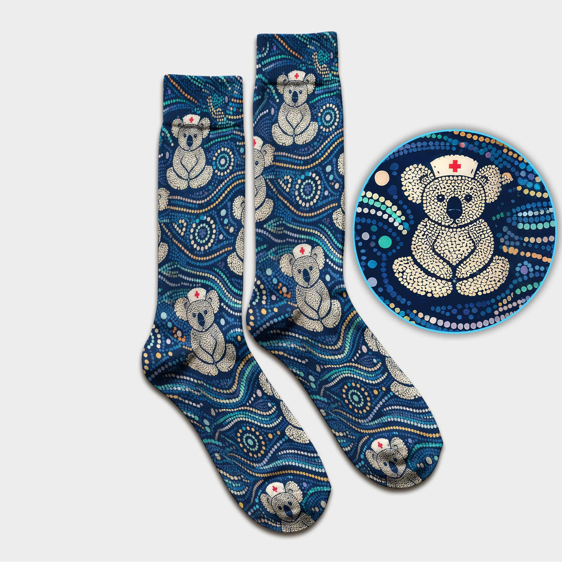 Koala Aboriginal Dot Art Nurse Socks