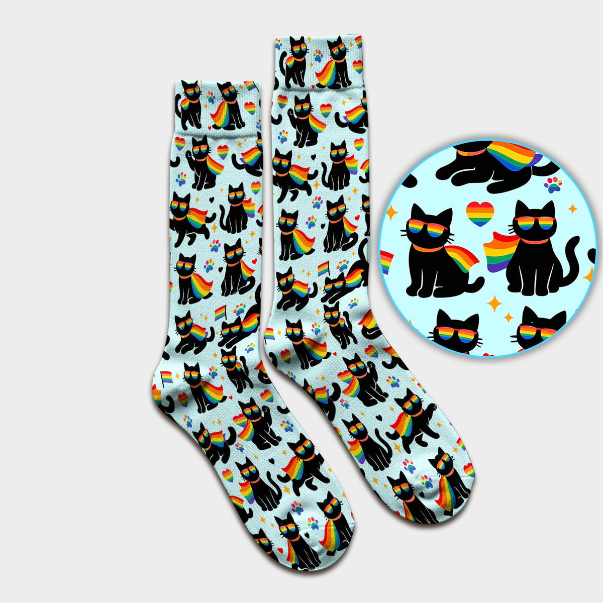 Rainbow Black Cat Pride Nurse Socks