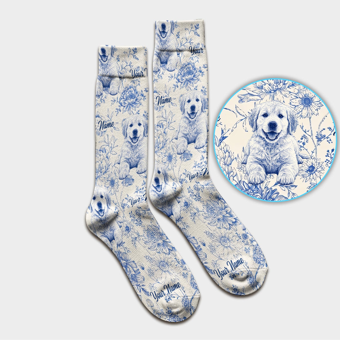 Personalized Pet Photo Floral Nurse Socks
