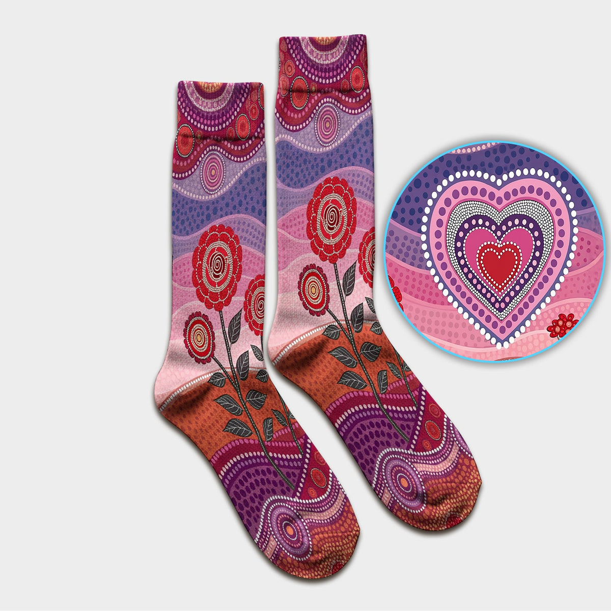 Boho Dot Art Heart Nurse Socks - Valentines Day Gift