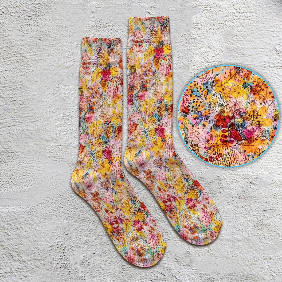 Autumn Floral Leaves Nurse Socks