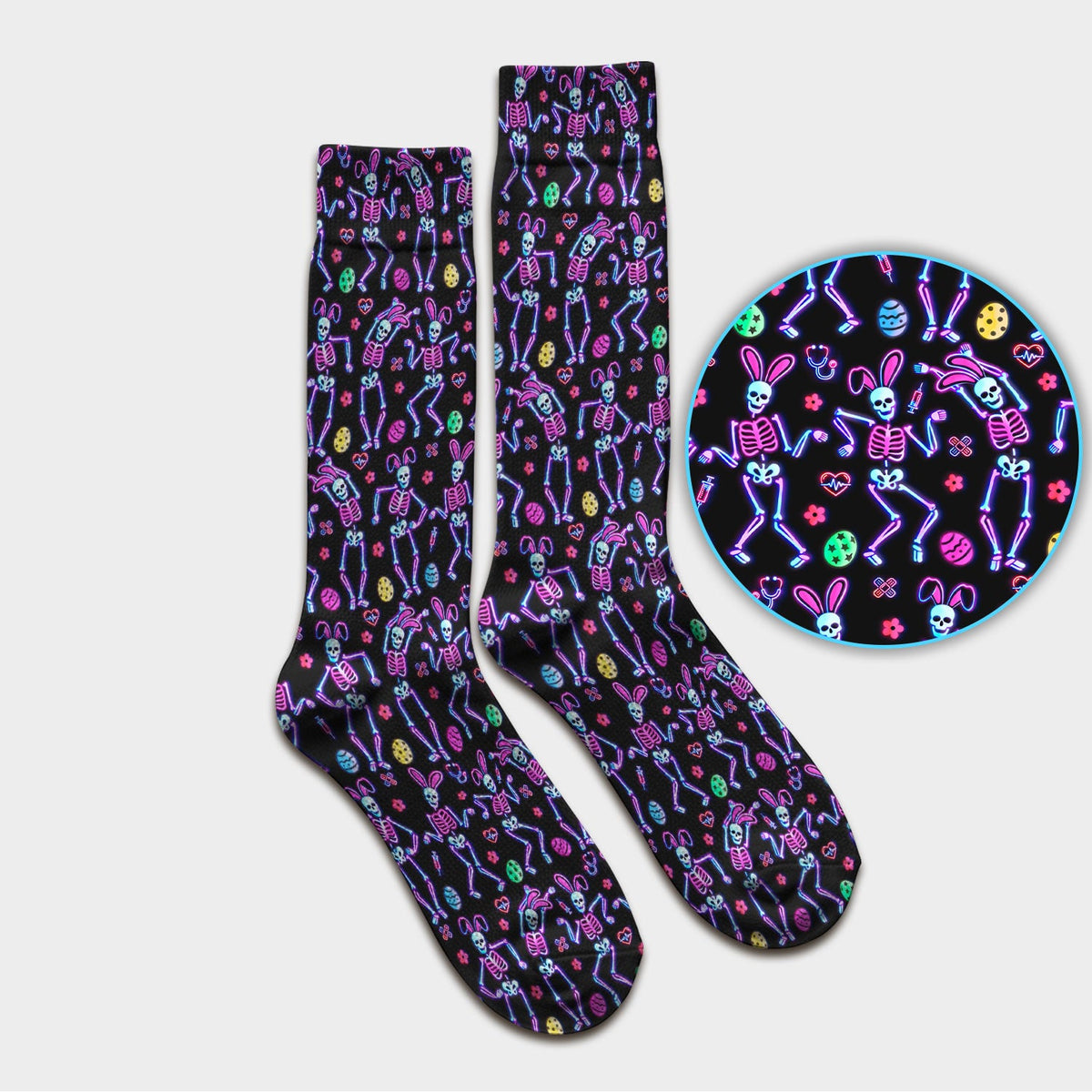 Neon Skeleton Nurse Socks - Easter Gift