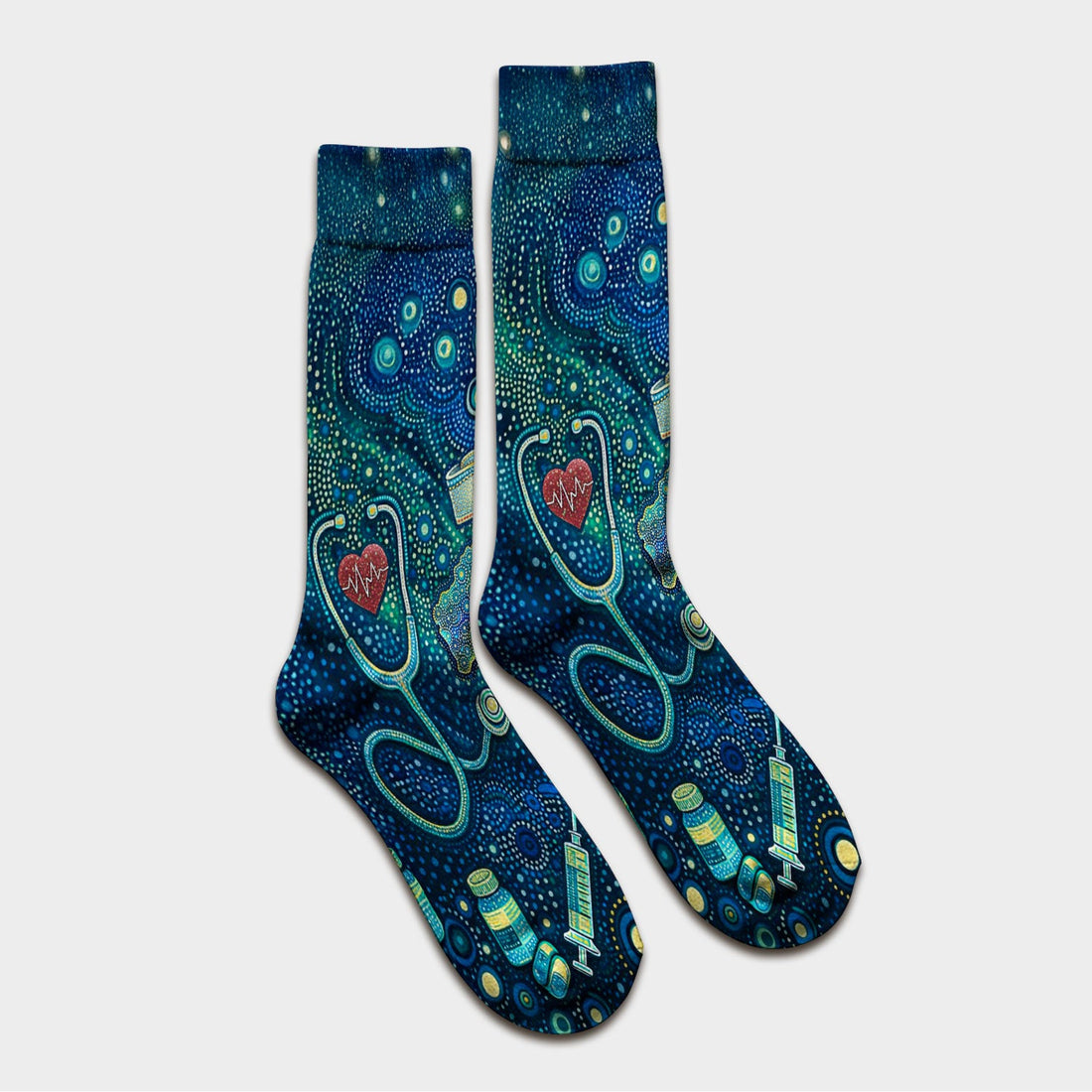 Aboriginal Nurse Australia Scrub Socks, Kangaroo Koala Dot Art Medical Pattern Sock, Breathable Fabrics Nursing Uniform