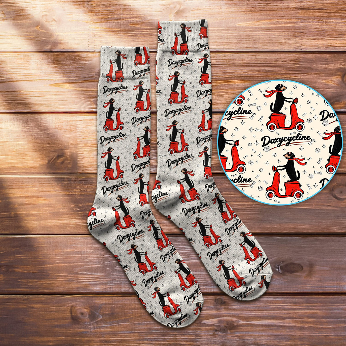 Dachshund Riding Scooter Nurse Socks