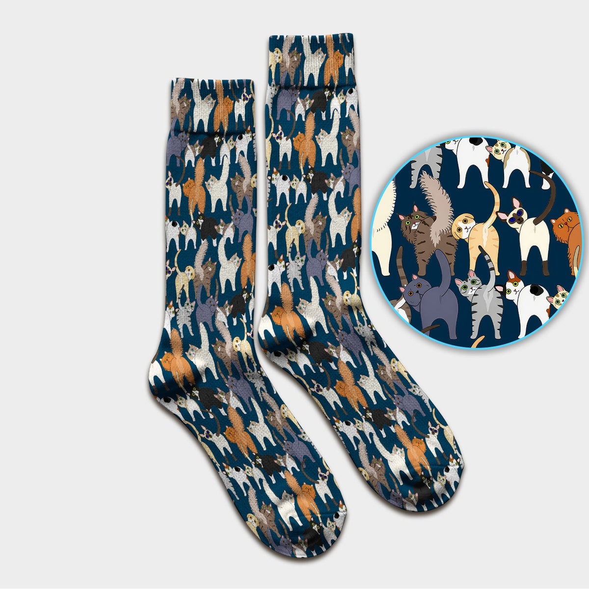 Whimsical Multicolor Cat Cartoon Nurse Socks