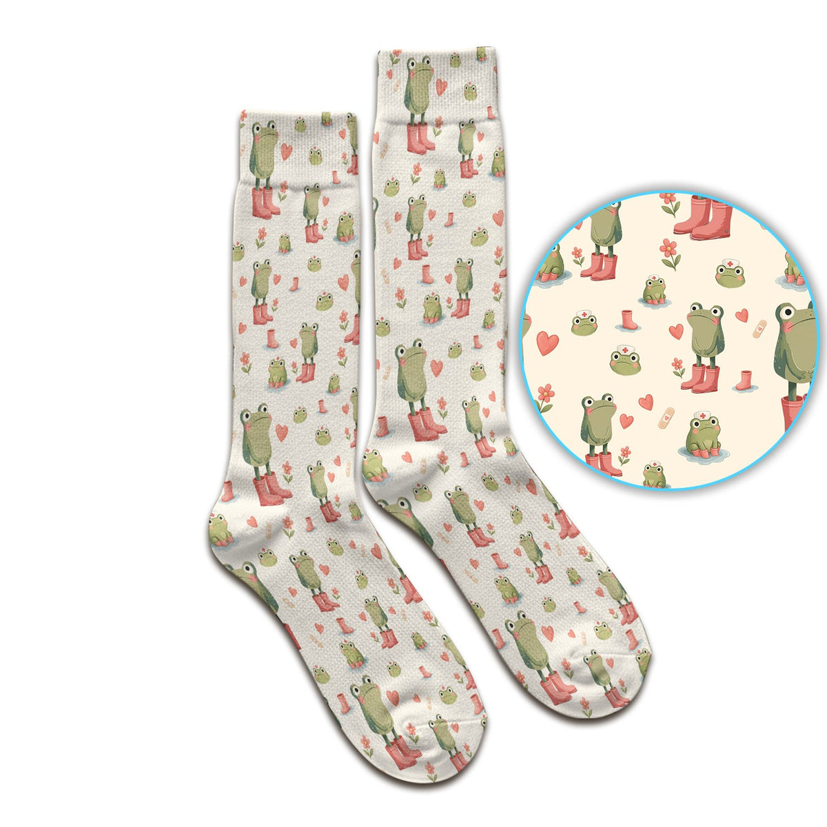 Adorable Frog Boots Heart Nurse Socks
