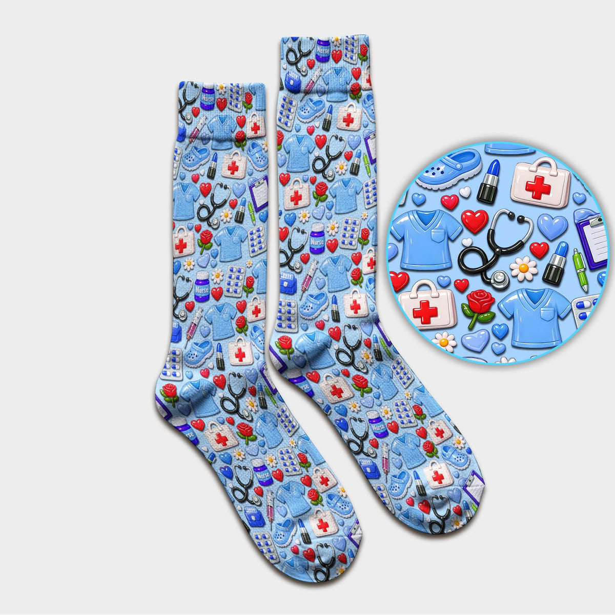 Medical Icons Nurse Socks