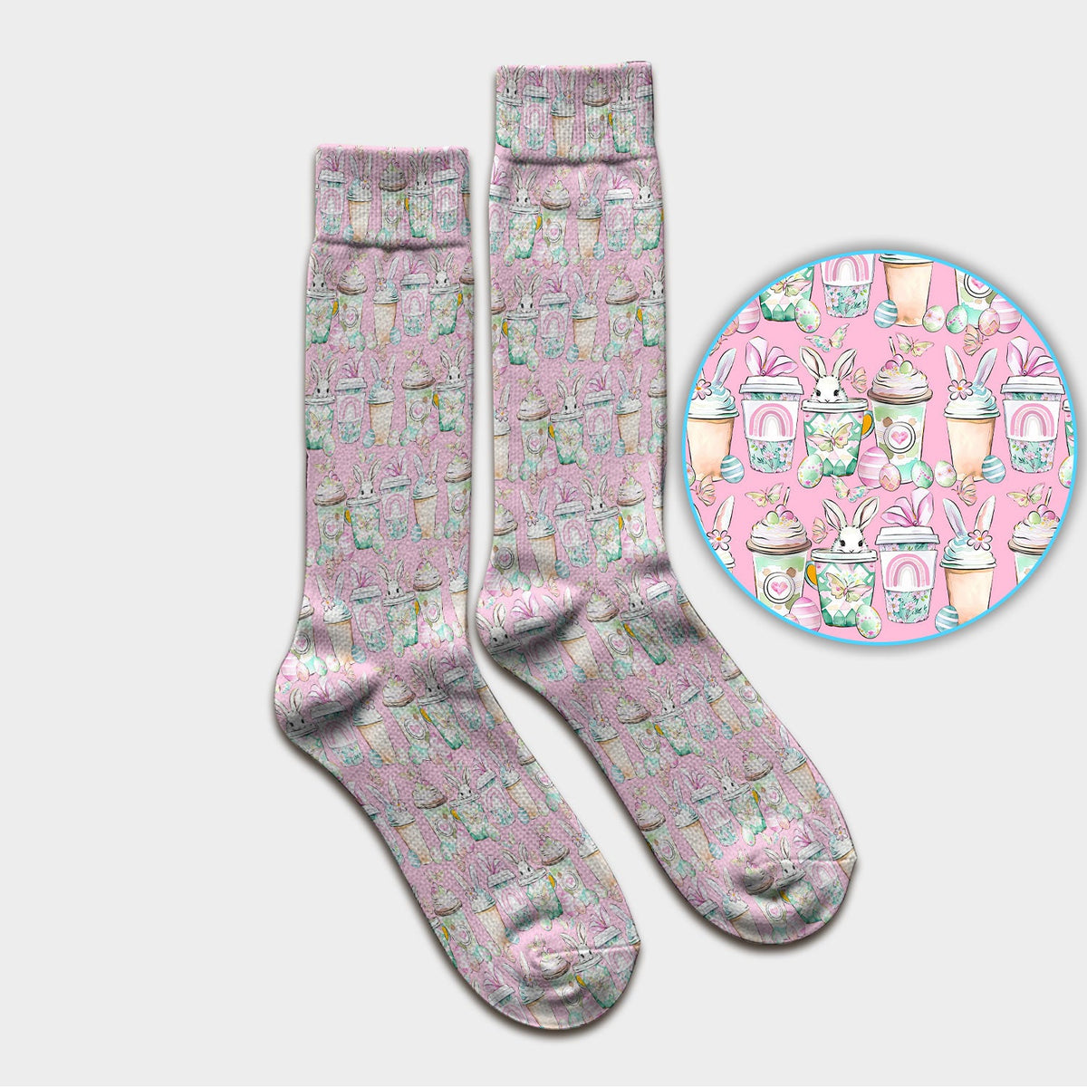 Bunny Coffee Cup Nurse Socks - Easter Gift
