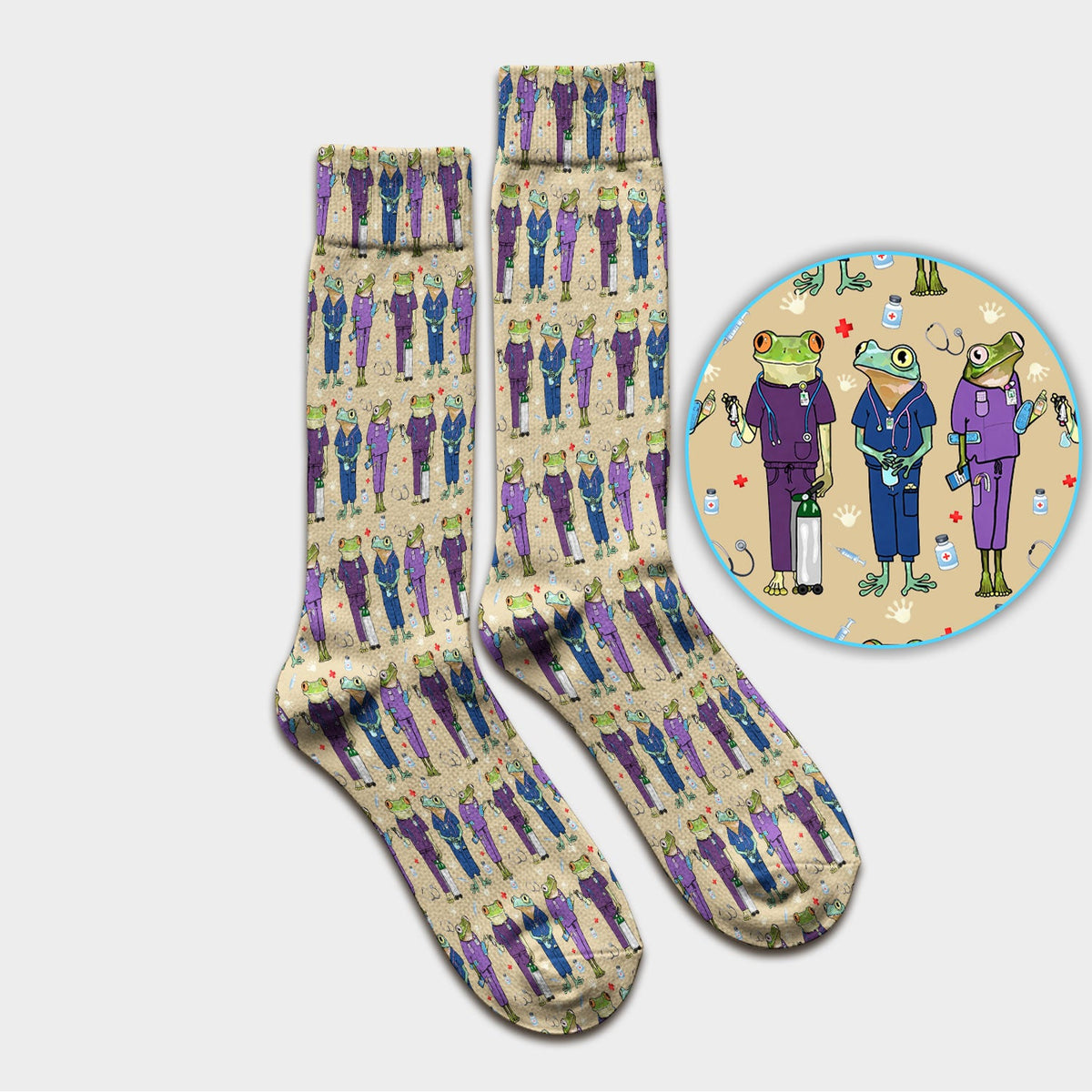 Frog Print Nurse Socks