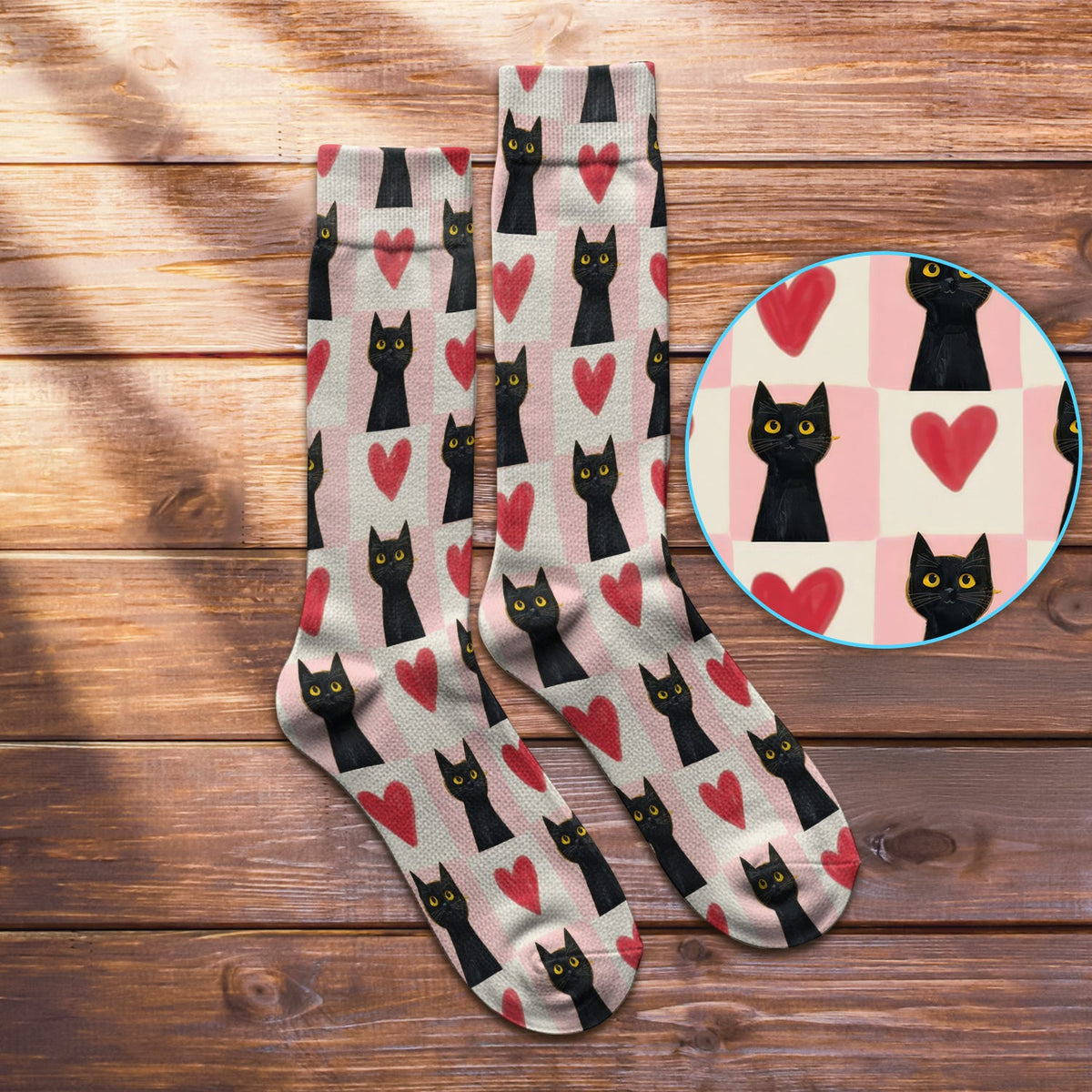 Cute Black Cat Heart Christmas Nurse Socks