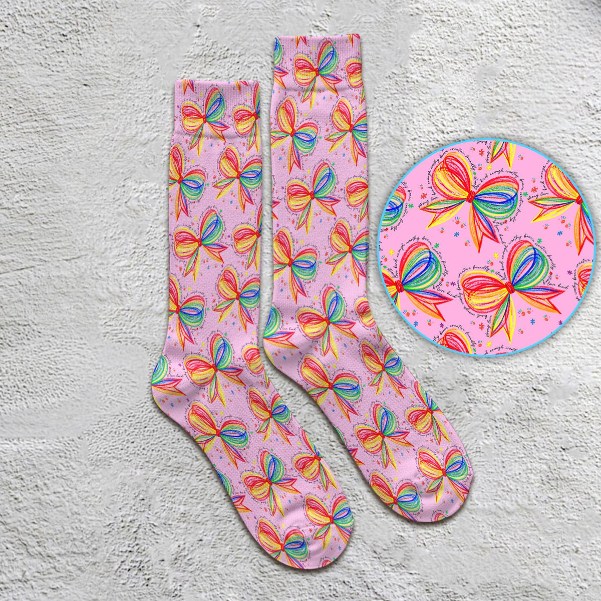 Colorful Rainbow Bow Nurse Socks
