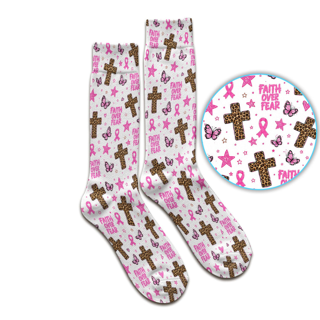 Faith Over Fear Breast Cancer Nurse Socks