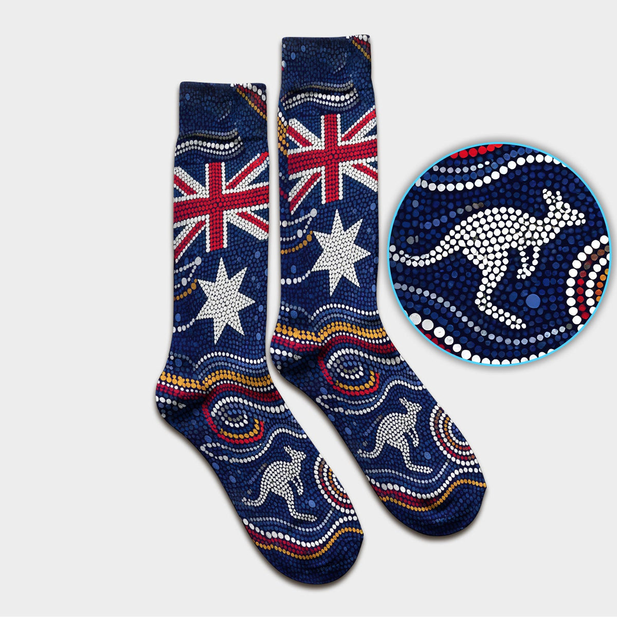 Australian Aboriginal Kangaroo Dot Art Nurse Socks
