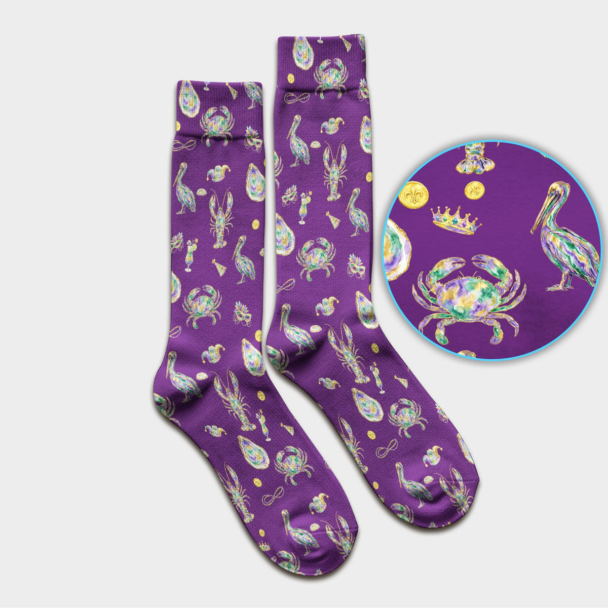 Mardi Gras Seafood Nurse Socks