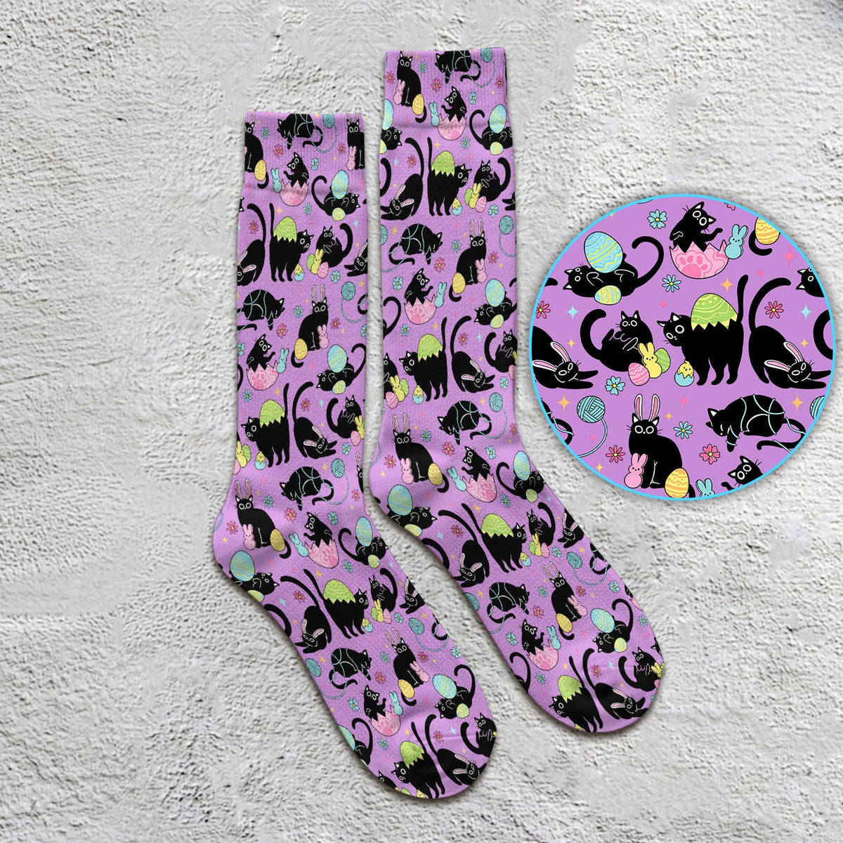 Black Cat Egg Nurse Socks - Easter Gift