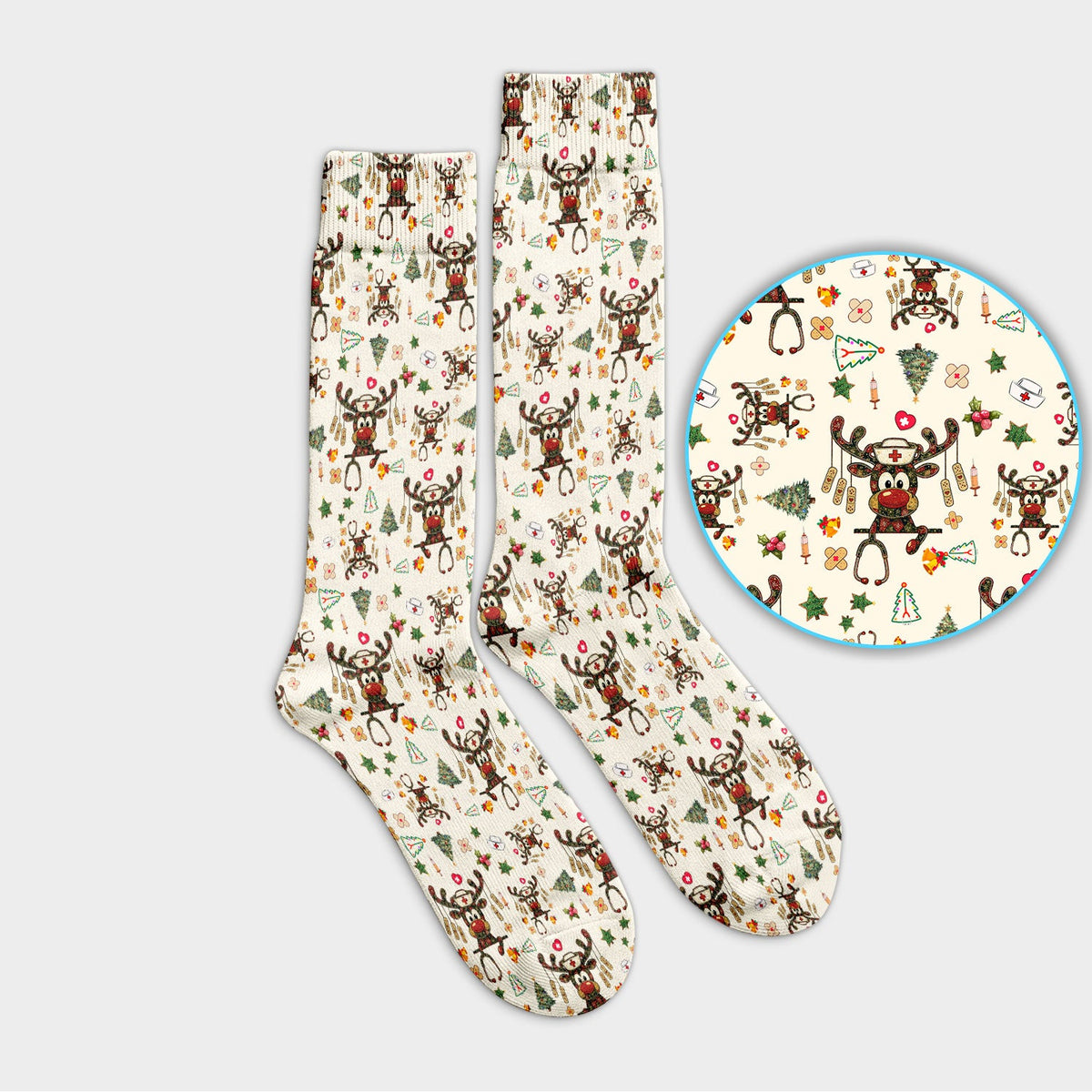 Funny Reindeer Nurse Socks