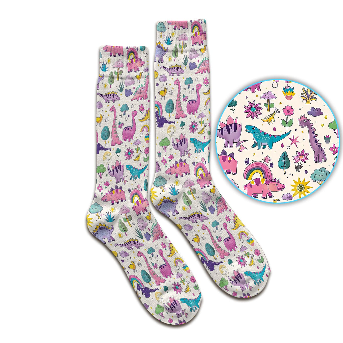 Dinosaur Rainbow Nurse Socks