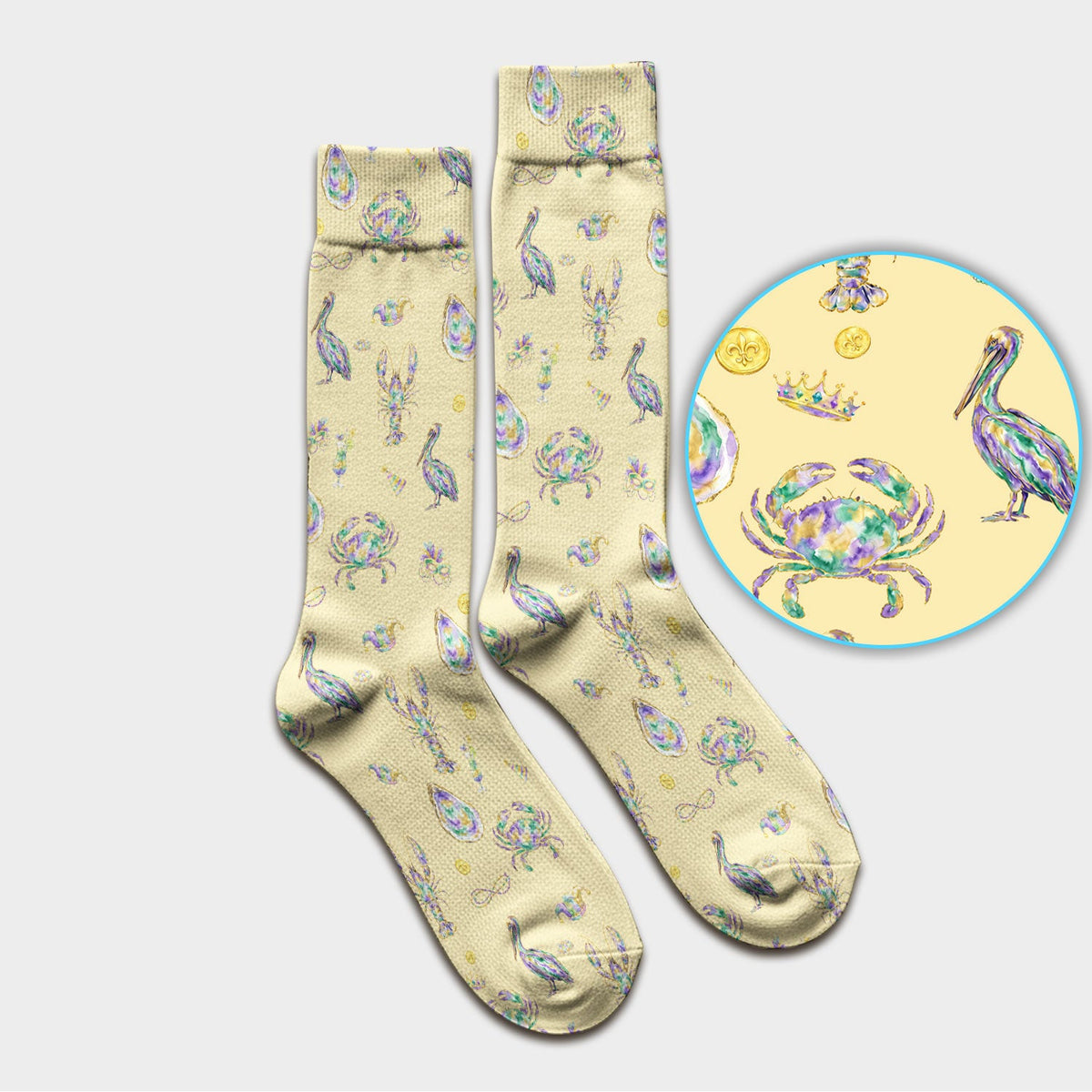 Mardi Gras Seafood Nurse Socks