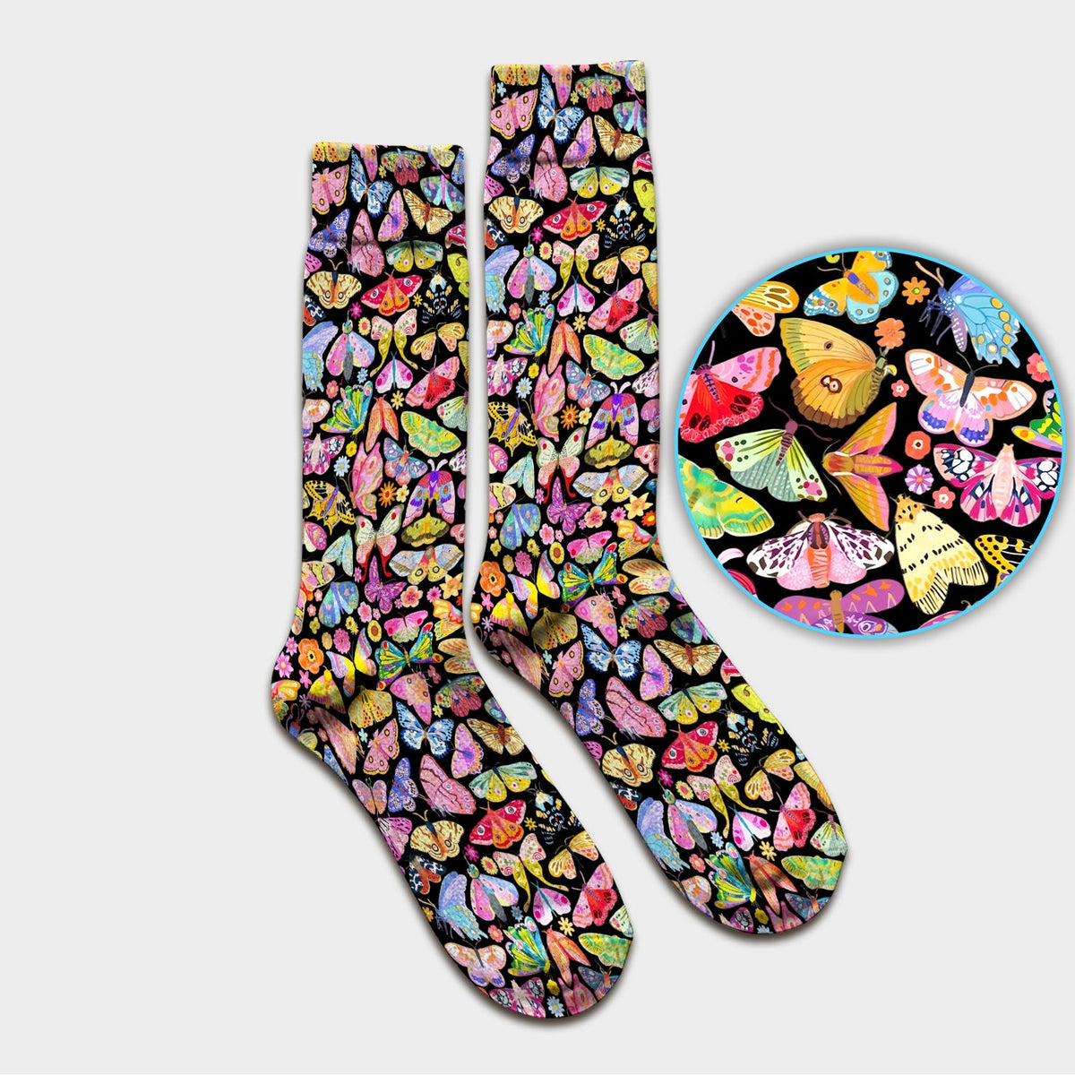 Cute Bright Butterfly Moth Floral Nurse Socks