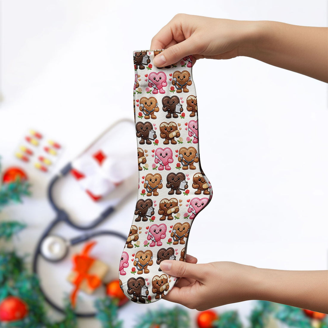 Valentine Heart Nurse Love Socks
