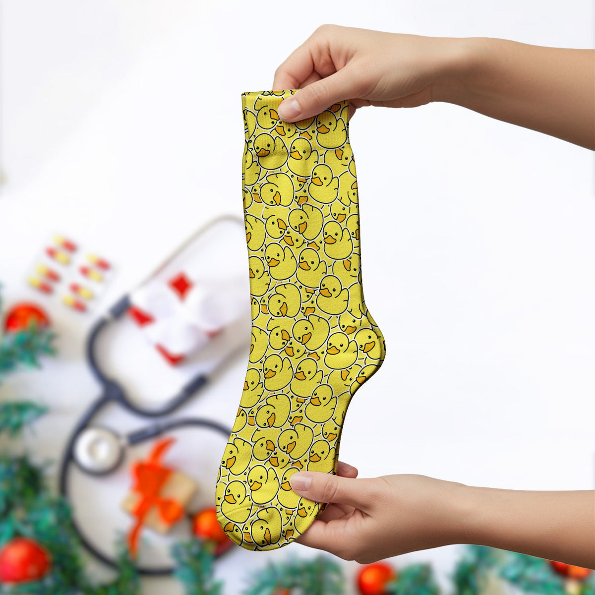 Yellow Rubber Duck Nurse Socks