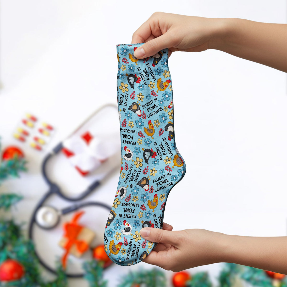 Fluent In Fowl Language Nurse Socks