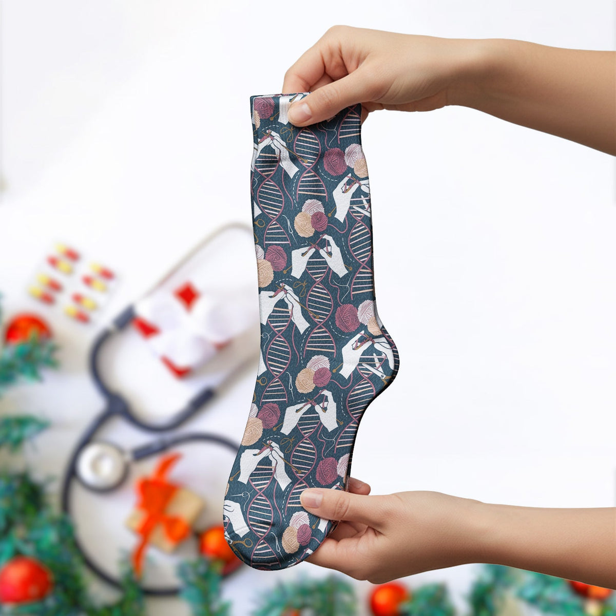DNA Helix Yarn Nurse Socks