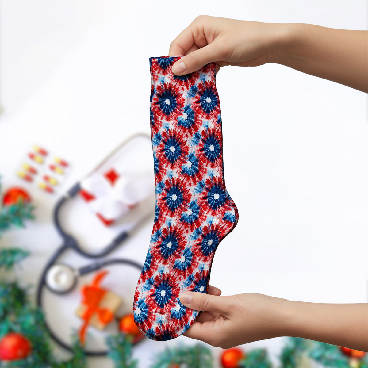 Nurse Tie Dye Firework Burst Socks