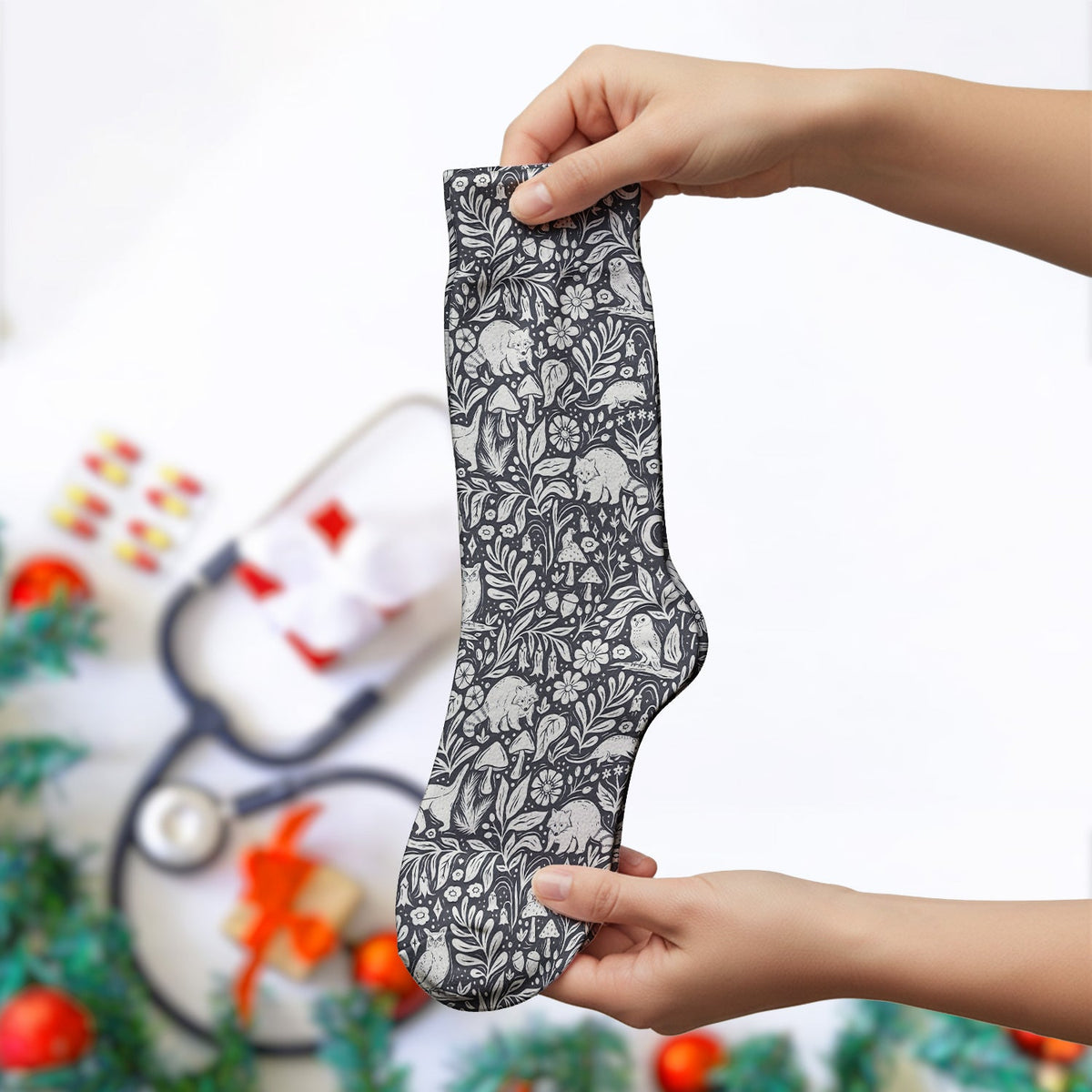 Woodland Animal Forest Nurse Socks