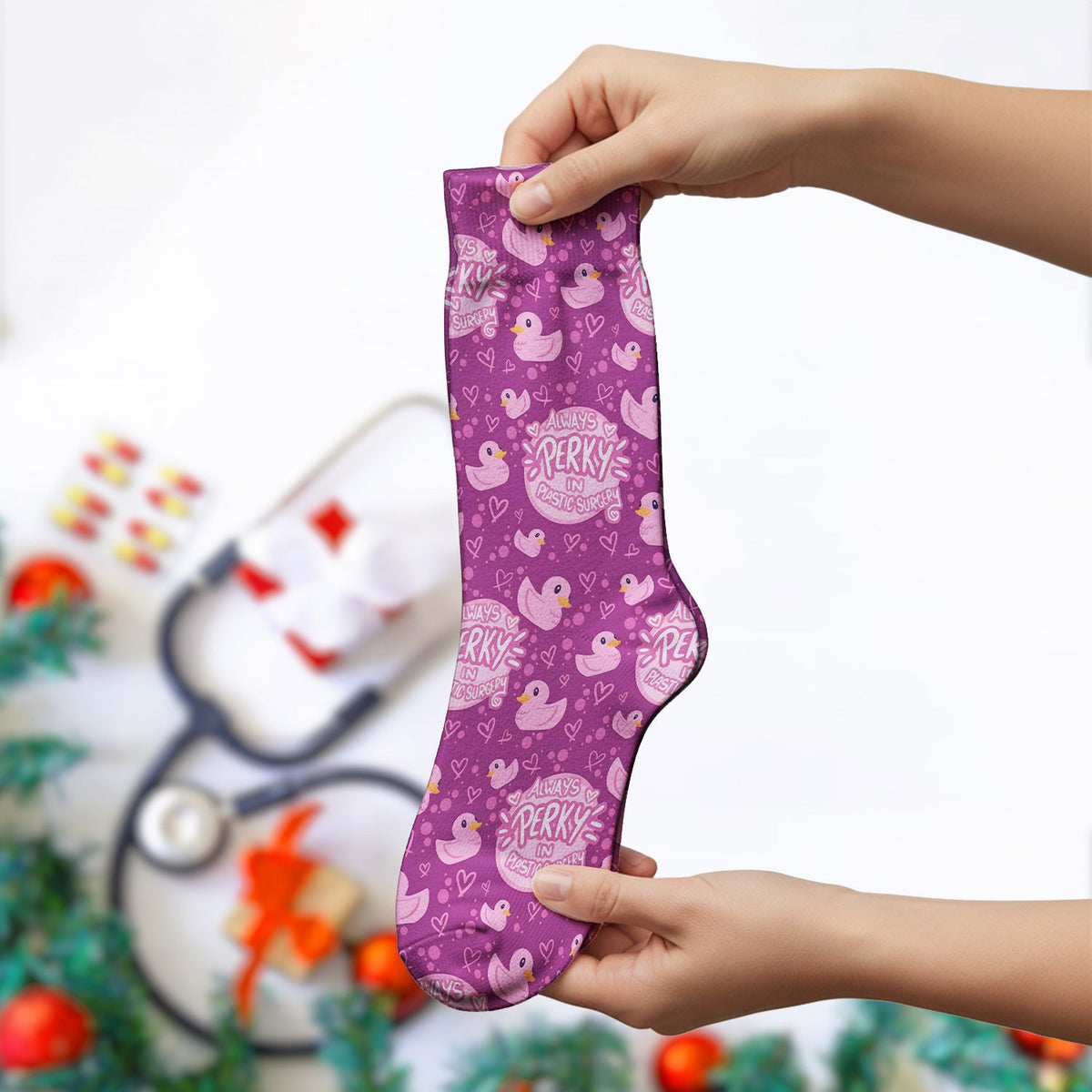 Always Perky Plastic Surgery Duck Nurse Socks