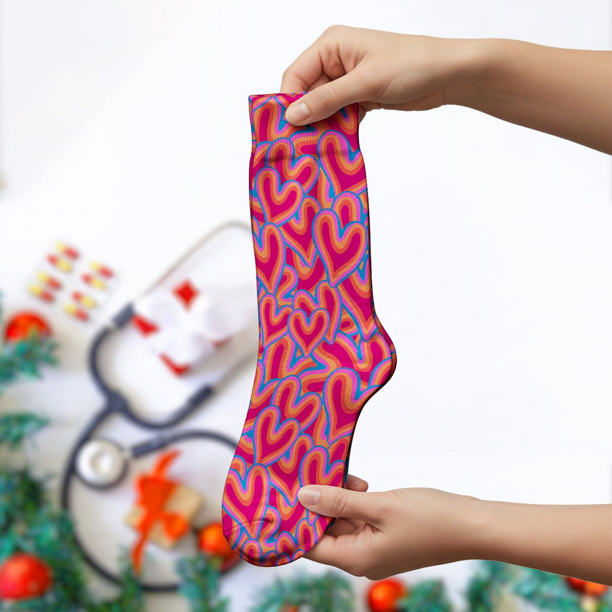 Valentine Heart Nurse Socks