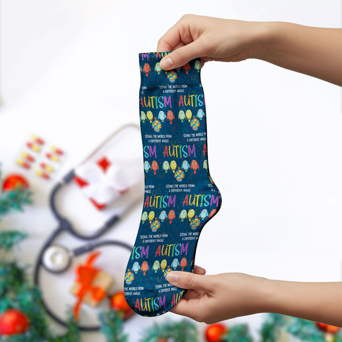 Autism Seeing The World From A Different Angle Nurse Socks