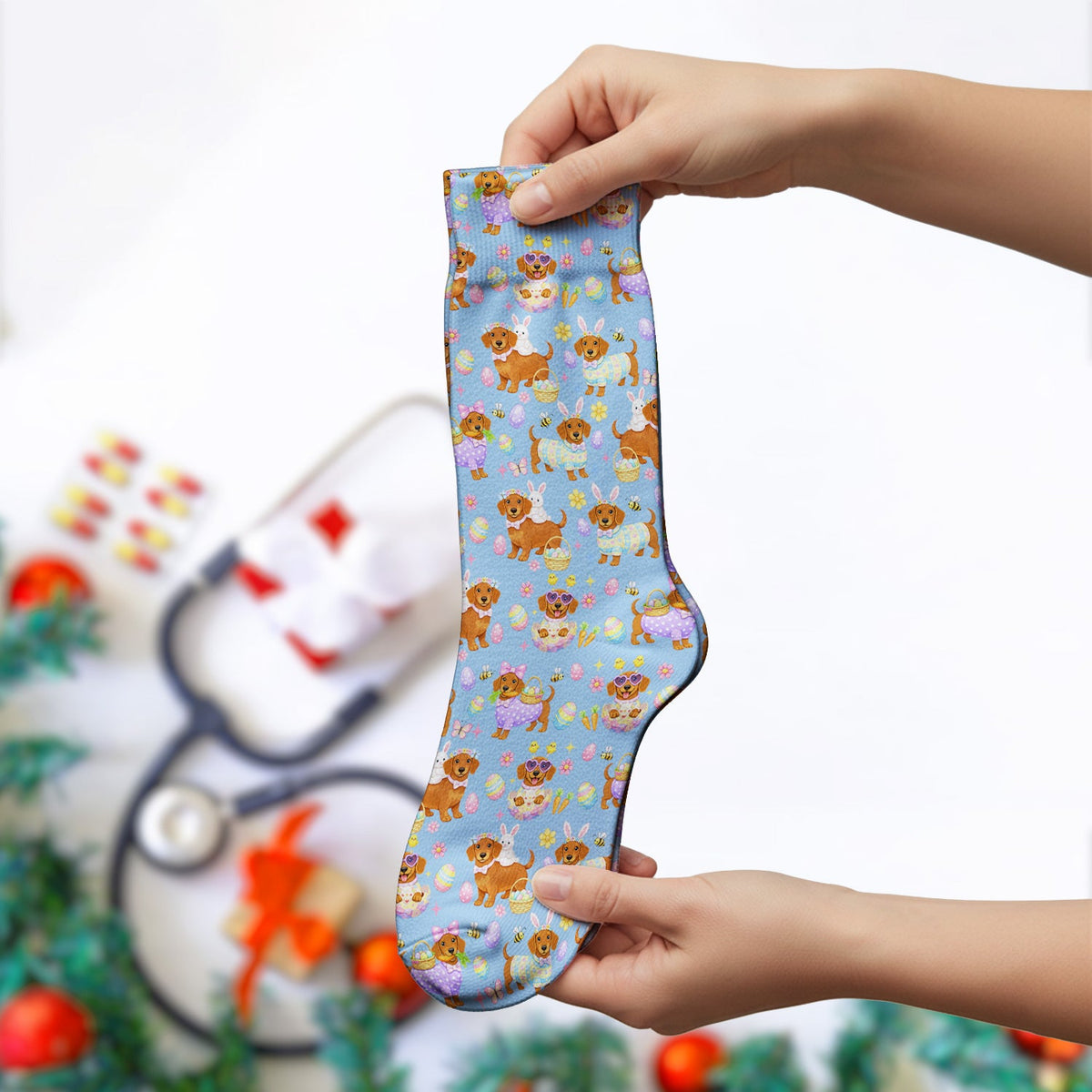Easter Dachshund Nurse Socks