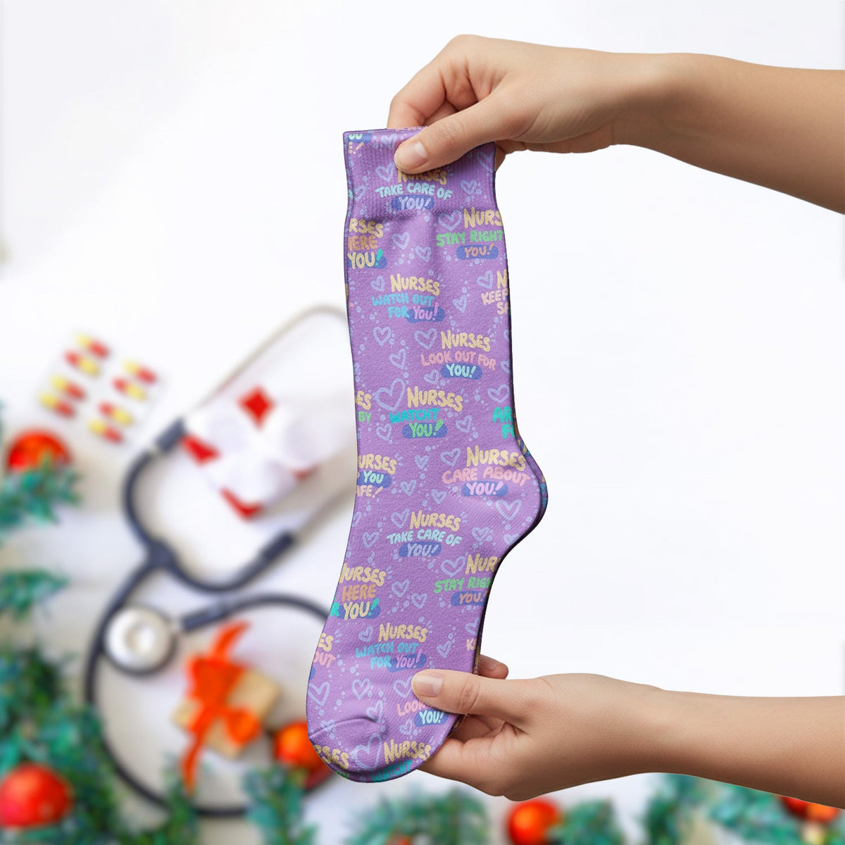 Nurse Quote Care Message Socks