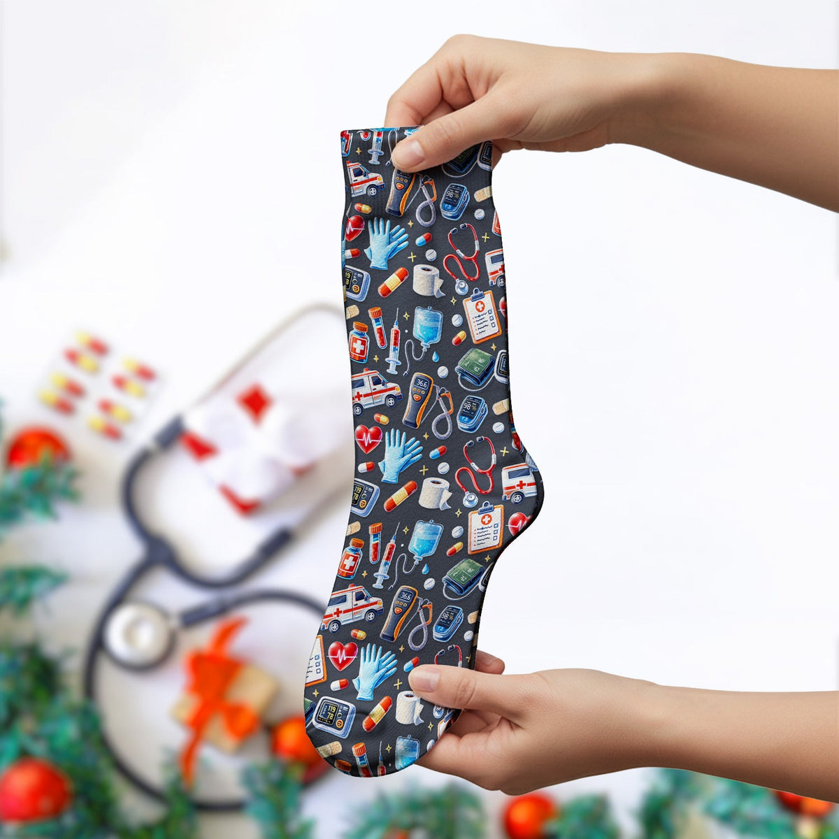 Ambulance Stethoscope Tools Nurse Socks