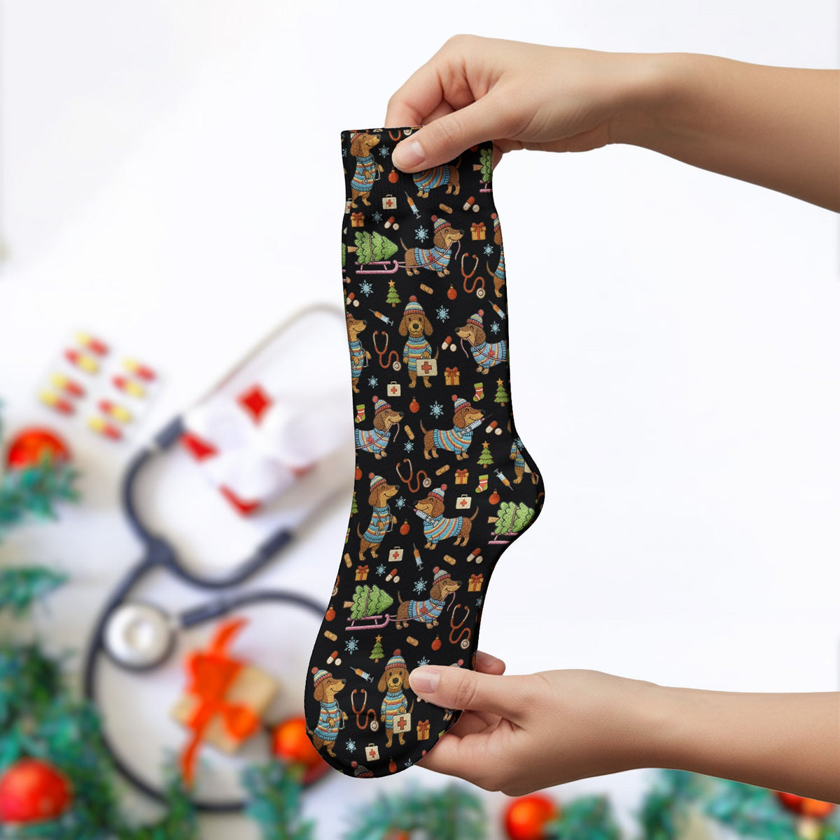 Dachshund 3D Knit Nurse Socks