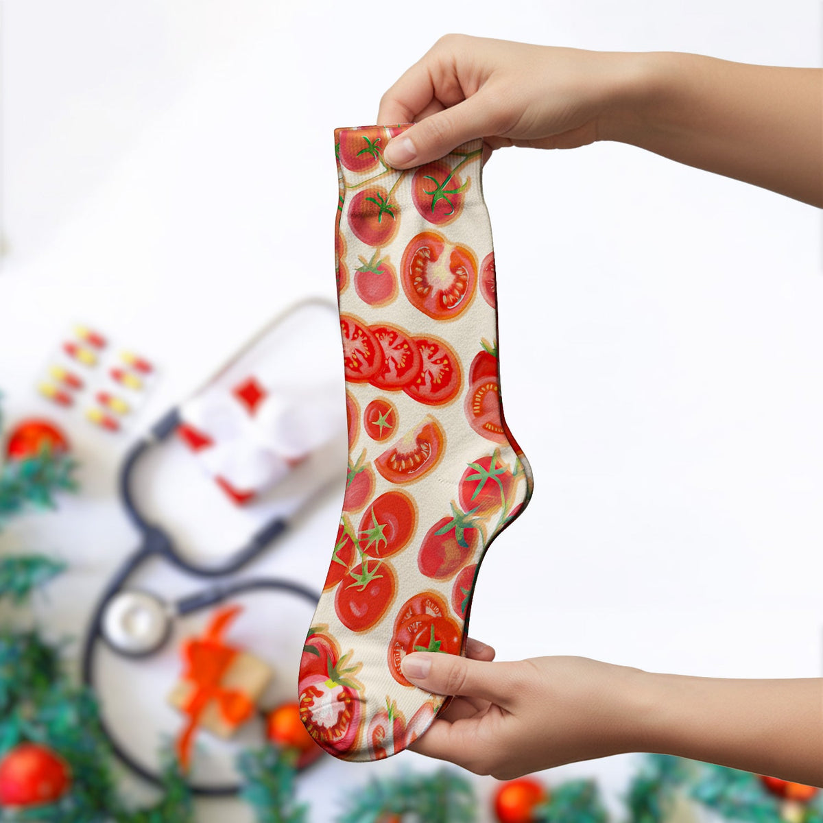 Fresh Cherry Tomato Slices Nurse Socks