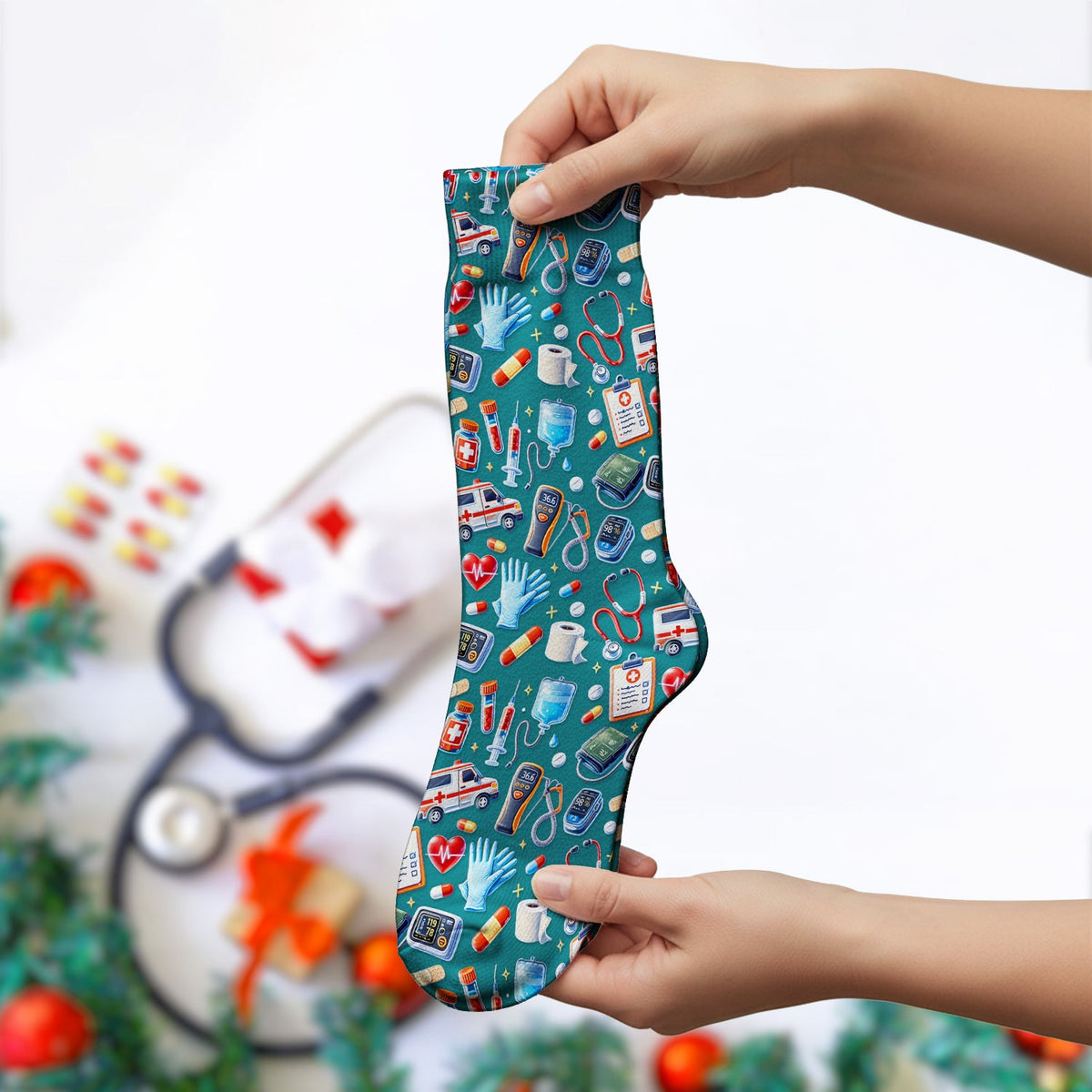 Ambulance Stethoscope Tools Nurse Socks
