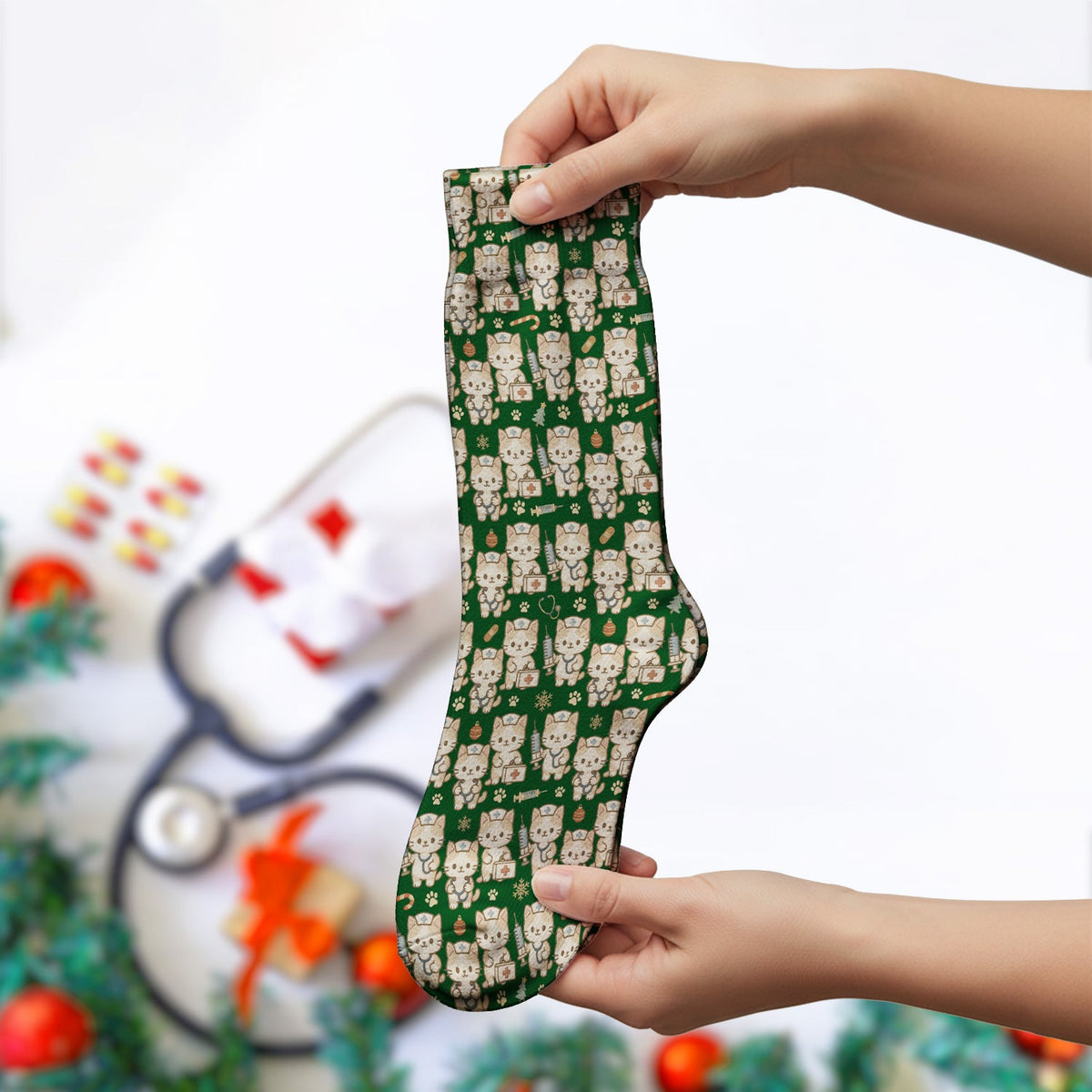 Kitty Nurse Socks - Christmas Gift