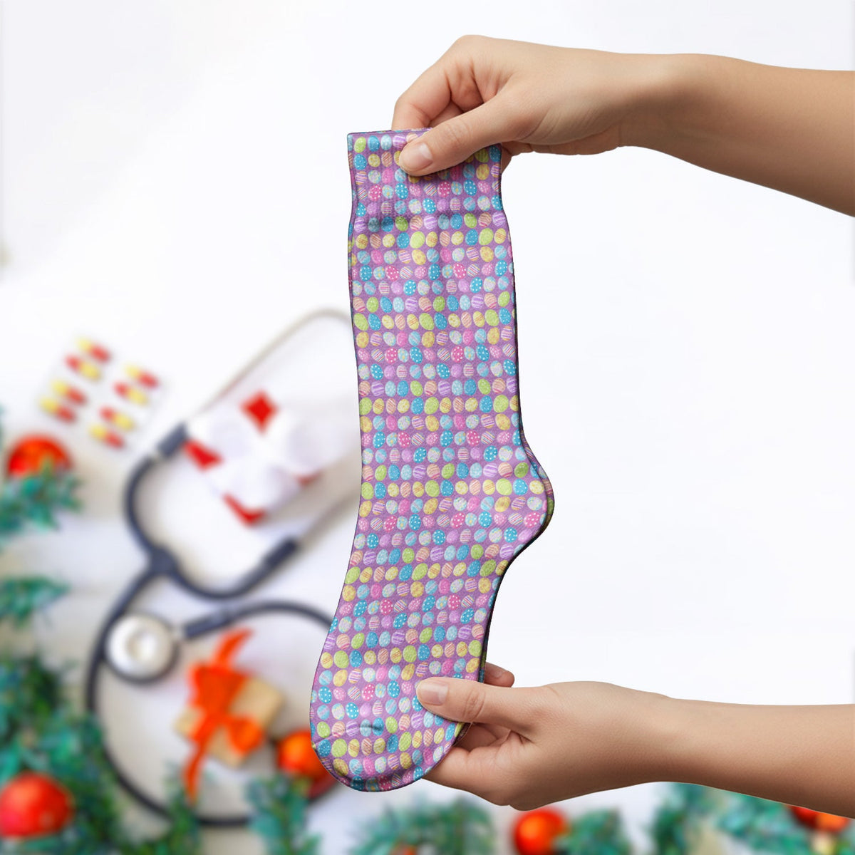 Colorful Easter Eggs Nurse Socks