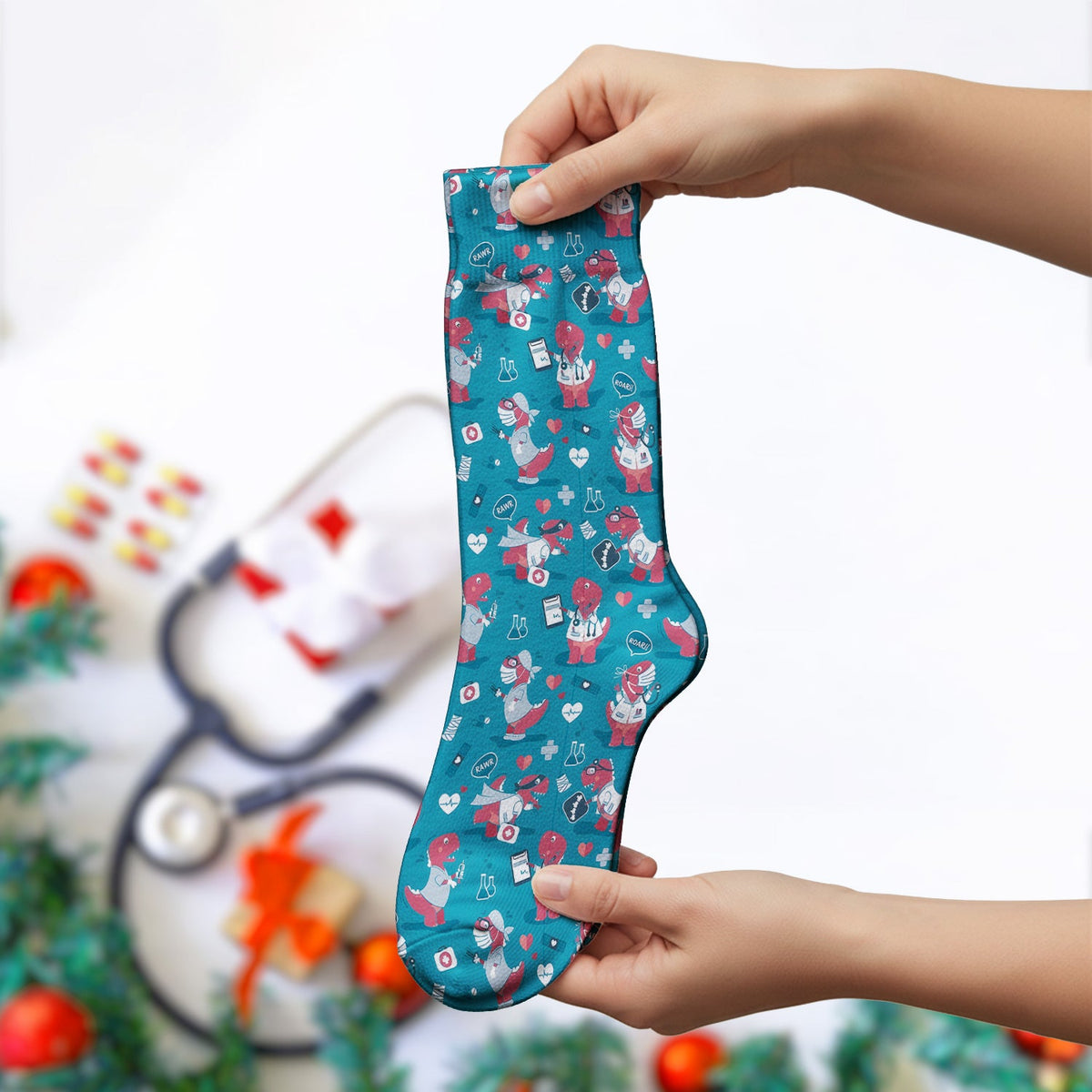 Dinosaur Doctor Nurse Socks