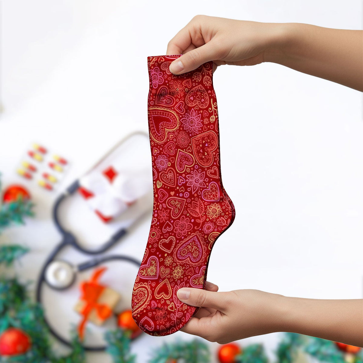 Valentine Heart Nurse Socks