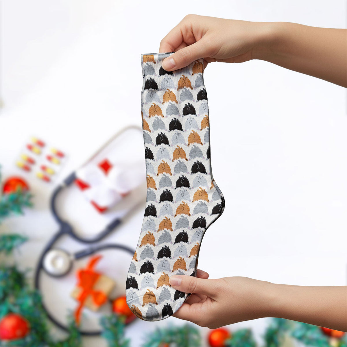 Multicolor Cat Nurse Socks