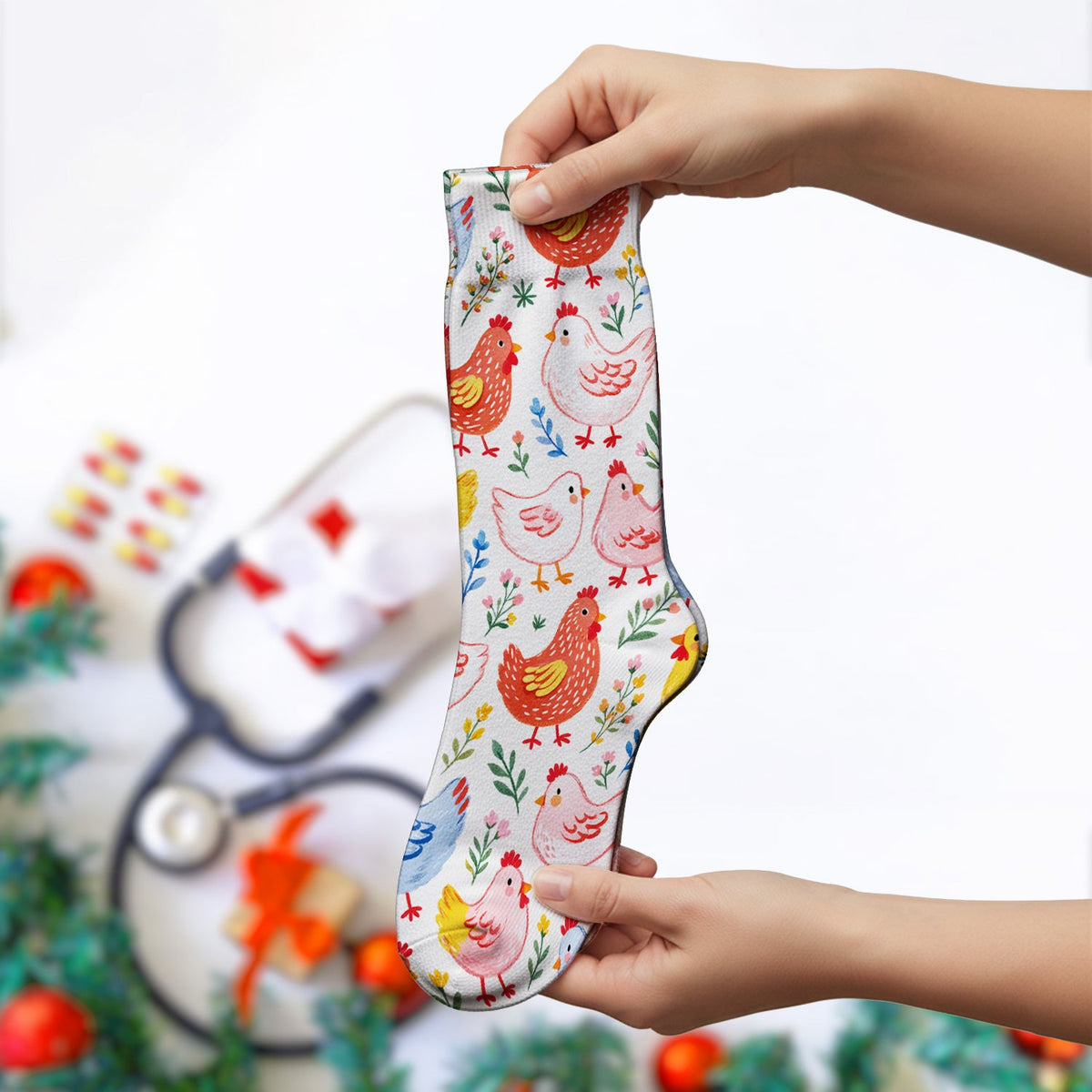 Fun Cartoon Hen Nurse Socks