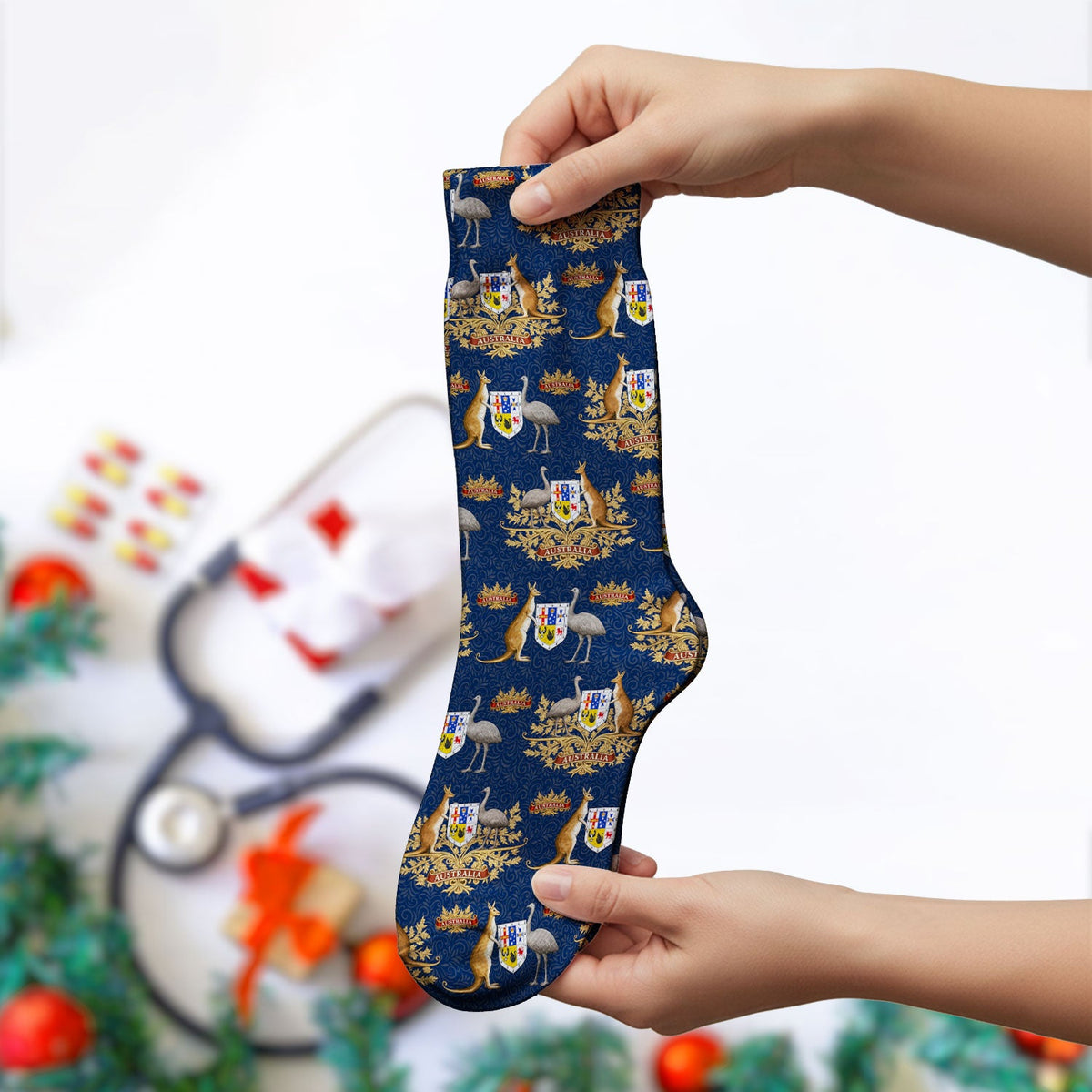 Australian Kangaroo Emu Crest Nurse Socks