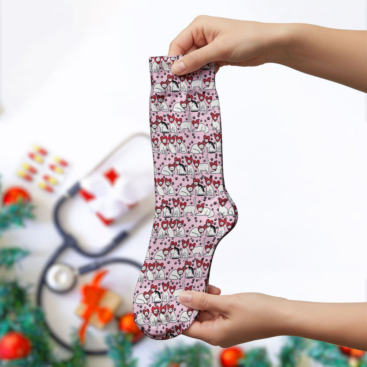 Cat Heart Nurse Socks